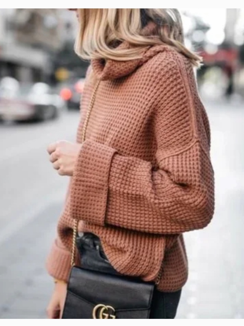 Free People Park City Pullover waffle knit oversized knit Sweater Size Medium